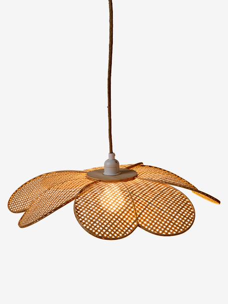 Abat-jour pour suspension fleur en bambou tressé beige - vertbaudet enfant 
