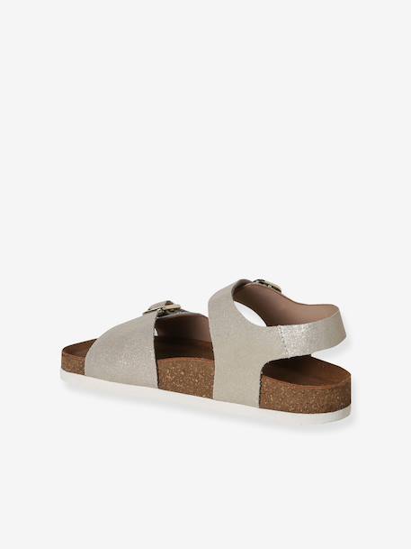 Sandales enfant cuir à doubles boucles or+rose pâle - vertbaudet enfant 