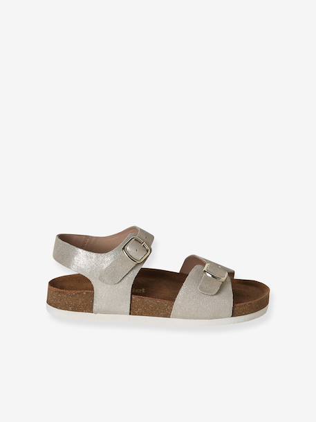 Sandales enfant cuir à doubles boucles or+rose pâle - vertbaudet enfant 