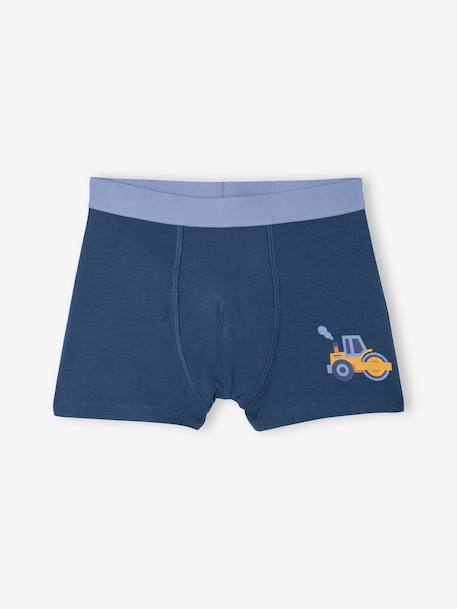 Set boxershorts voor jongens met graafmachine oceaanblauw - vertbaudet enfant 