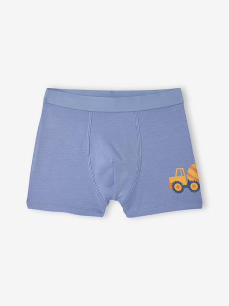 Lot de boxers garçon tractopelle bleu océan - vertbaudet enfant 
