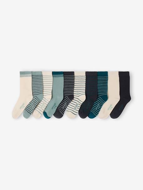 Lot de 10 paires de chaussettes garçon Basics vert émeraude - vertbaudet enfant 
