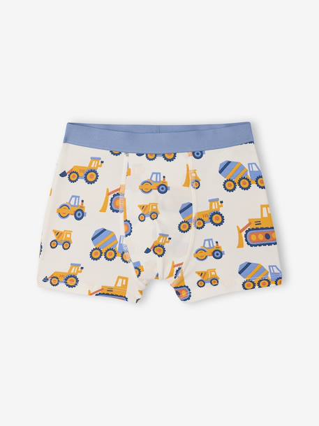 Set boxershorts voor jongens met graafmachine oceaanblauw - vertbaudet enfant 
