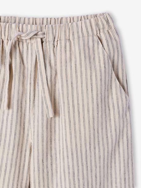 Pantalon large fille fluide rayé beige - vertbaudet enfant 