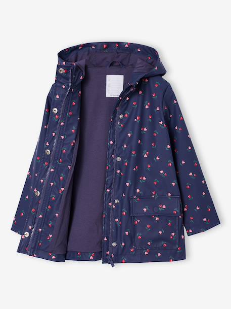 Bedrukte meisjesregenjas met capuchon groen+marineblauw+meerkleurig+vanille - vertbaudet enfant 