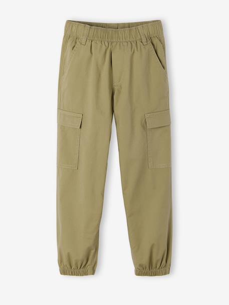 Pantalon cargo léger beige+olive - vertbaudet enfant 