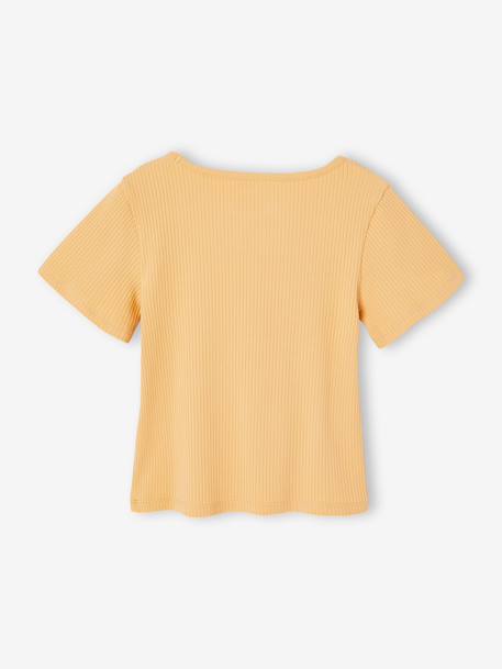 T shirt fille noeud fantaisie jaune+rayé bleu - vertbaudet enfant 