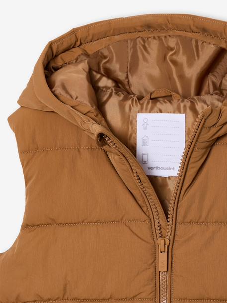 Doudoune garçon sans manches avec capuche noix de pécan - vertbaudet enfant 