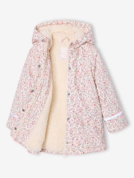 Ciré fille à capuche doublé sherpa anthracite+indigo+mauve+multicolore+vert - vertbaudet enfant 