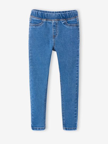 Jean tregging fille bleu foncé+bleu moyen+denim bleached - vertbaudet enfant 