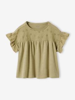 -T-shirt fille manches détails brodés
