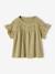 T-shirt fille manches détails brodés corail+écru+kaki - vertbaudet enfant 