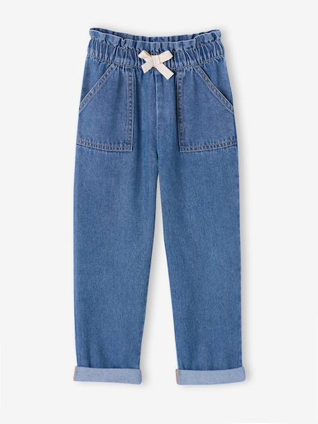 Paper bag jeans broek lichtblauw+middenblauw - vertbaudet enfant 