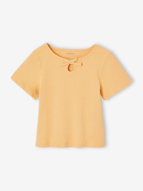 T shirt fille noeud fantaisie jaune+rayé bleu - vertbaudet enfant 