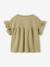 T-shirt fille manches détails brodés corail+écru+kaki - vertbaudet enfant 