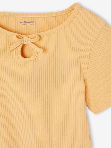 T shirt fille noeud fantaisie jaune+rayé bleu - vertbaudet enfant 