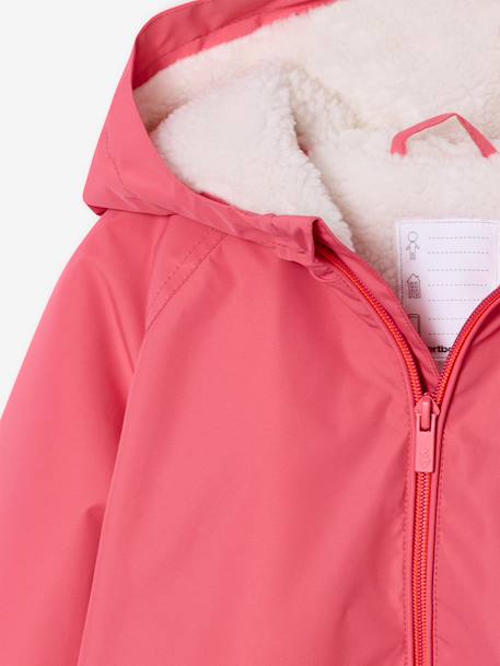 Coupe-vent fille à capuche doublé sherpa marine+rose - vertbaudet enfant 
