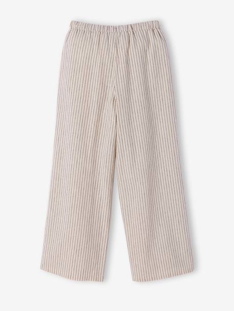 Pantalon large fille fluide rayé beige - vertbaudet enfant 