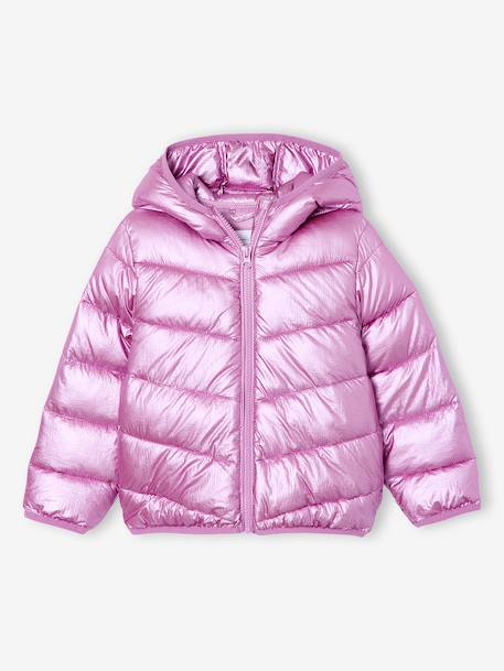 Doudoune fille légère à capuche effet brillant métallisé rose - vertbaudet enfant 