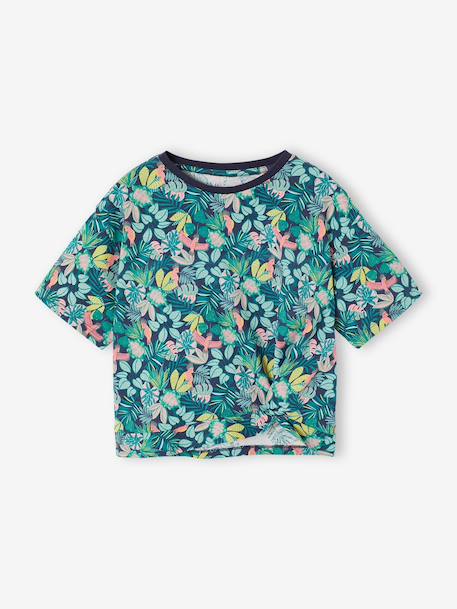 T-shirt manches courtes tropical à nœud marine+rose pâle - vertbaudet enfant 