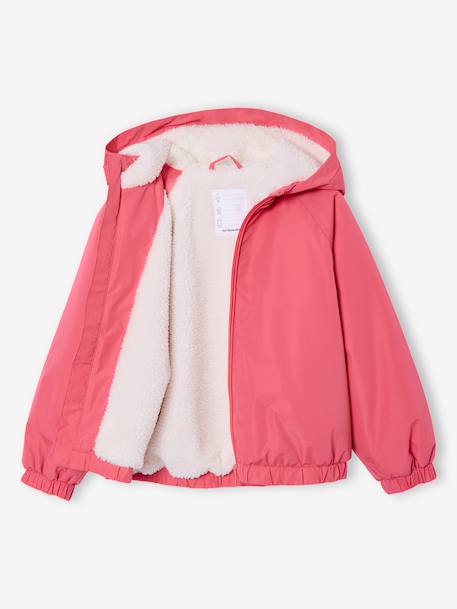 Coupe-vent fille à capuche doublé sherpa marine+rose - vertbaudet enfant 