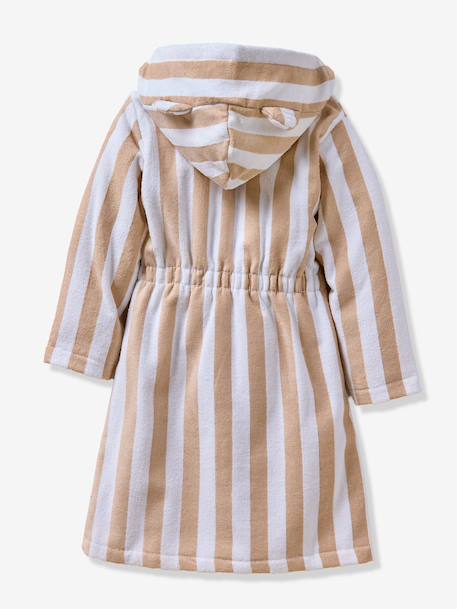 Personaliseerbare badjas voor kinderen met beren, met gerecycled katoen beige, gestreept - vertbaudet enfant 