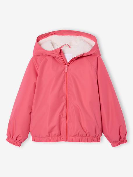 Coupe-vent fille à capuche doublé sherpa marine+rose - vertbaudet enfant 
