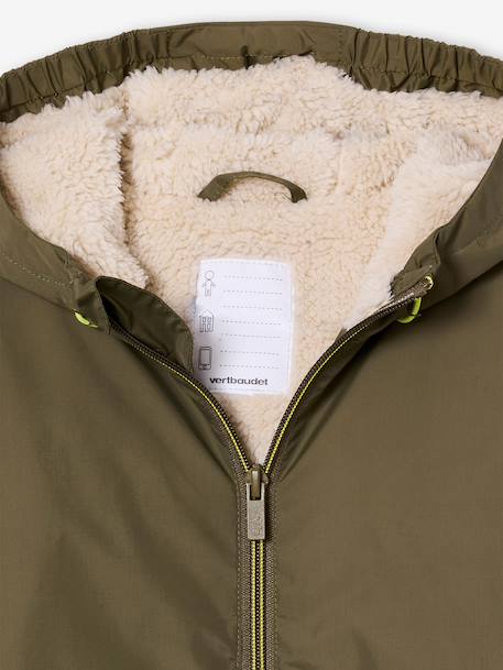 Coupe-vent garçon doublé sherpa à capuche caramel+kaki+marine+olive - vertbaudet enfant 
