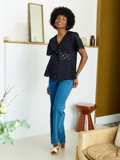 -Chemisier grossesse et allaitement en broderie anglaise