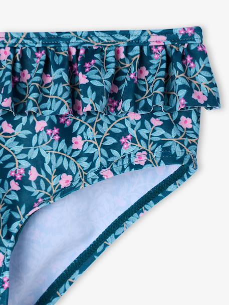 Maillot de bain 2 pièces fille fleurs vert émeraude - vertbaudet enfant 