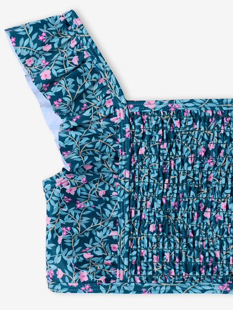 Maillot de bain 2 pièces fille fleurs vert émeraude - vertbaudet enfant 