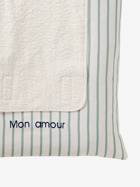 Housse matelas à langer personnalisable beige imprimé+écru / vert feuille+multicolore+vert sauge - vertbaudet enfant 