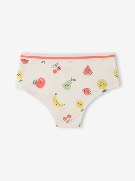Set van 5 shorty's met fruitprint ecru - vertbaudet enfant 