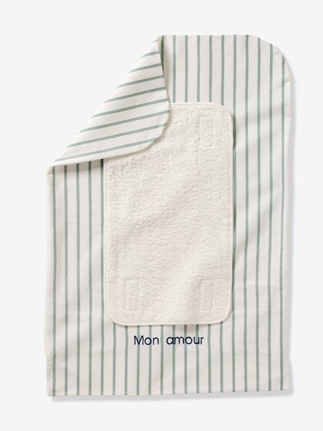 Housse matelas à langer personnalisable beige imprimé+écru / vert feuille+multicolore+vert sauge - vertbaudet enfant 