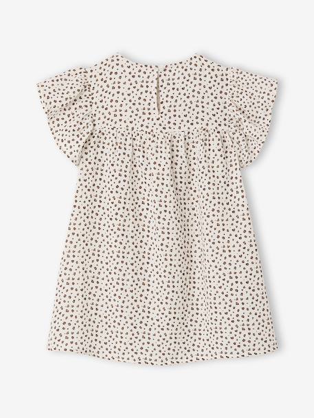 Robe fille en gaze de coton imprimée beige+beige imprimé+rose pâle+vanille - vertbaudet enfant 