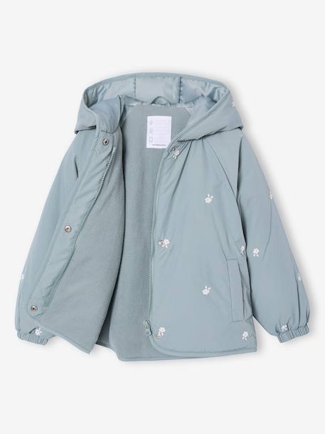Doudoune légère fille brodée noisette+vert de gris - vertbaudet enfant 