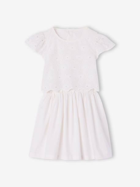 Robe patineuse fille bi-matière blanc - vertbaudet enfant 