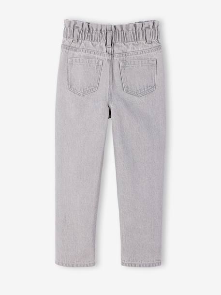 Paperbag jeans meisjes zakken hartjes denimgrijs+middenblauw+ongewassen denim - vertbaudet enfant 