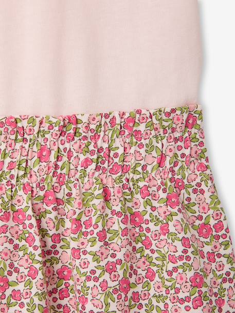 Robe fille effet 2 en 1 beige+écru+indigo+rayé rose+rose pâle - vertbaudet enfant 