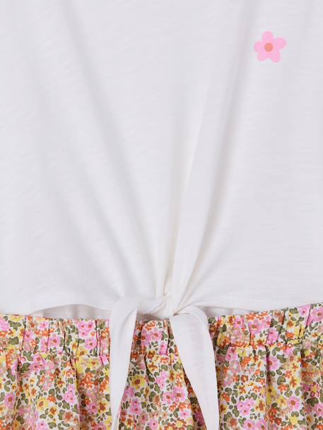 Robe fille effet 2 en 1 blanc imprimé+écru+vanille - vertbaudet enfant 