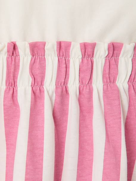 Meisjesjurk met 2-in-1 effect beige+ecru+indigoblauw+lichtroze+roze, gestreept - vertbaudet enfant 