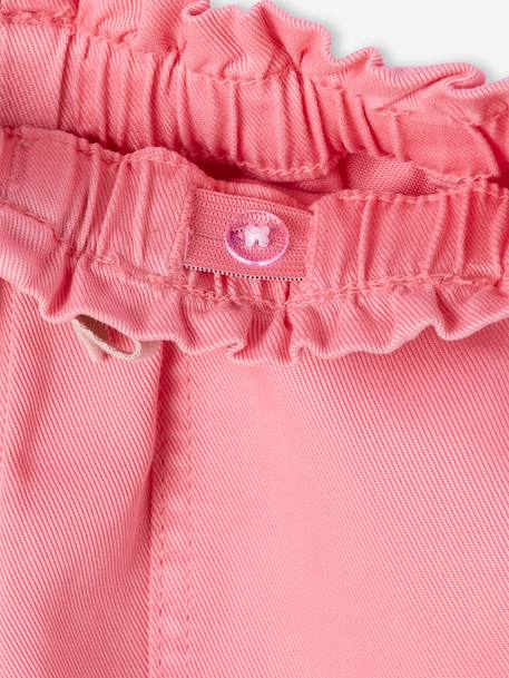Soepele meisjesbroek in 'paperbag'-stijl kaki+rozen - vertbaudet enfant 