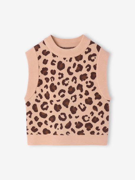 Pull sans manche fille camel+écru - vertbaudet enfant 