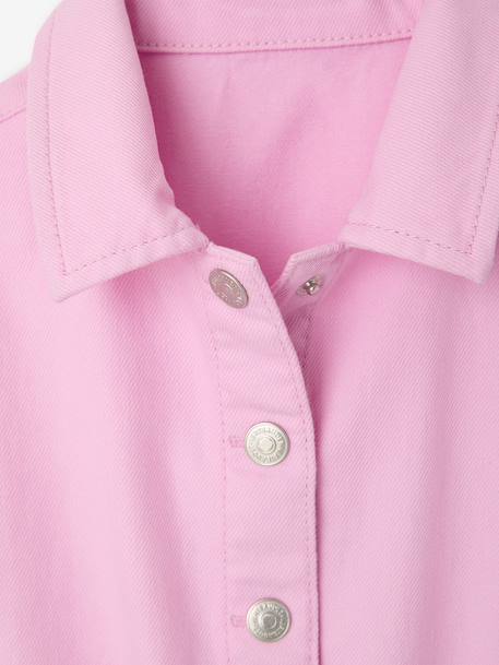 Robe ceinturée fille en twill coton mauve - vertbaudet enfant 
