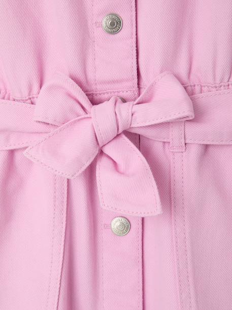 Robe ceinturée fille en twill coton mauve - vertbaudet enfant 
