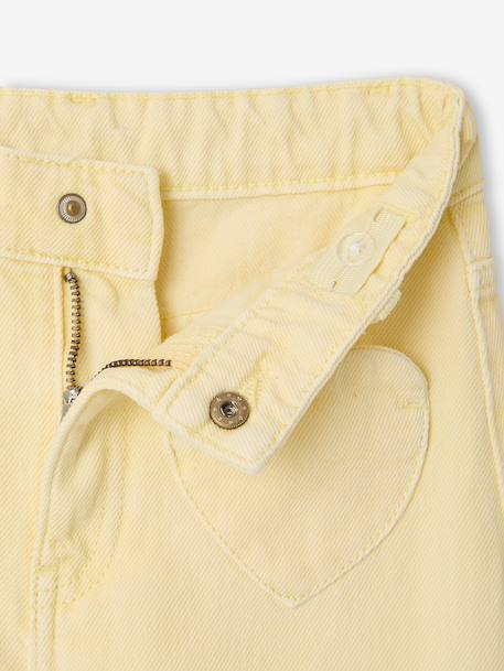Pantalon large fille poches cœur jaune pâle+rose poudré - vertbaudet enfant 