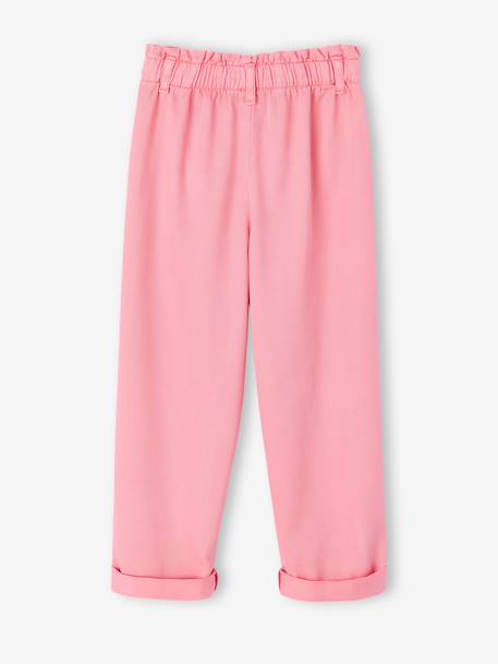 Pantalon fille style paperbag Lyocell fluide kaki+rose - vertbaudet enfant 