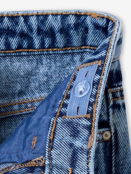 Jean fille mom brodé fleurs bleu+bleu clair+bleu moyen - vertbaudet enfant 