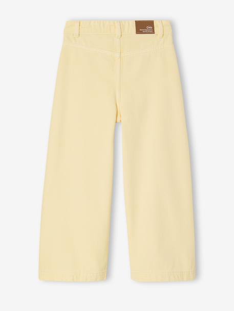 Pantalon large fille poches cœur jaune pâle+rose poudré - vertbaudet enfant 