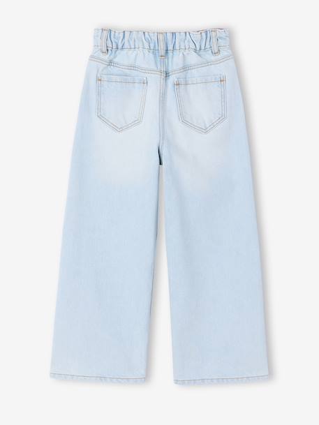 Wijde meisjesjeans blauw+denimgrijs+gebleekt denim+middenblauw+ongewassen denim+stone+zwart denim - vertbaudet enfant 